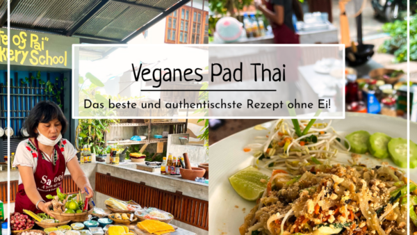 Auf dem Bild zu sehen ist das fertig zubereitete vegane Pad Thai Rezept, authentisch und original aus Thailand.